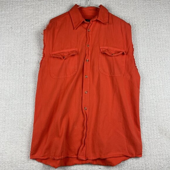 Y2K USA Biker Design Vest Mens L Orange Sleeveless Cut Off Bike Week 2007 - Picture 8 of 16